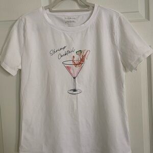 Talbots White Graphic Tee with Shrimp Cocktail Design